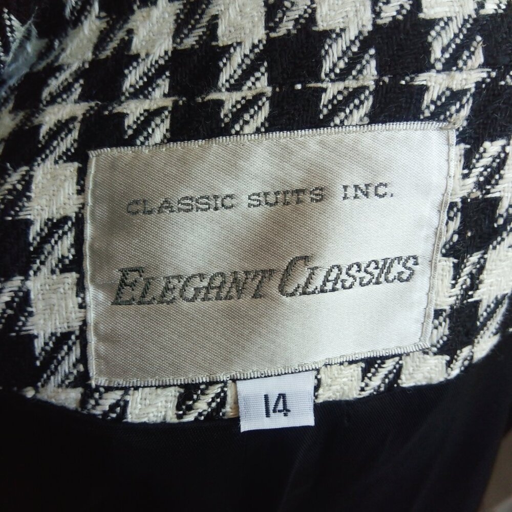 Vintage 80s Retro Houndstooth Oversized Jacket Lapel Blazer Women 14 - Picture 8 of 10